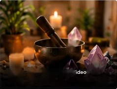 Singing bowl and crystals